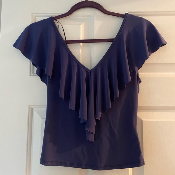 Blue/Indigo Cropped Flutter Shirt Urban Outfitters - Picture 2 of 3
